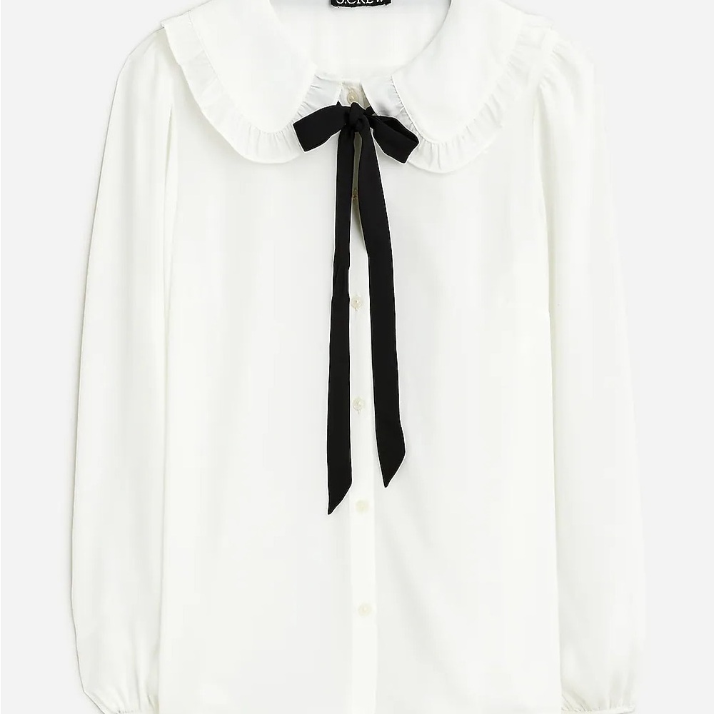 J. Crew Drapey ruffle collar button up shirt